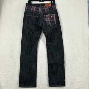 SOLBERRY Y2K dark wash flannel embellished streetwear jeans